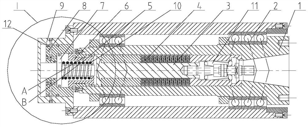 Main shaft tool loosening force unloading mechanism based on floating oil cylinder