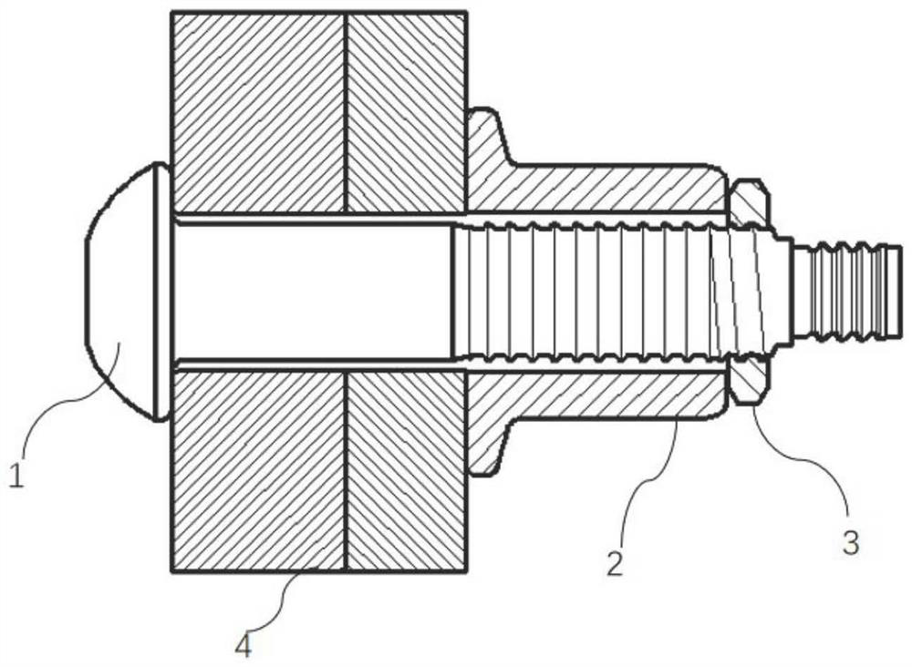 Ring groove rivet connection pair with function of adjusting initial pre-tightening force and installation method