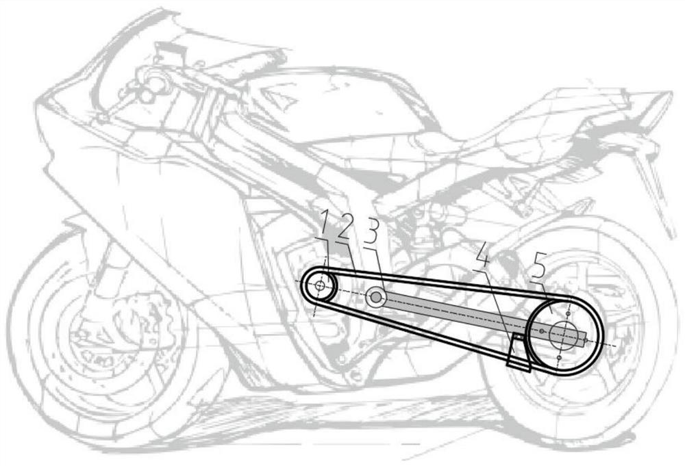 Mute drive chain system for motorcycle rear drive transmission and motorcycle