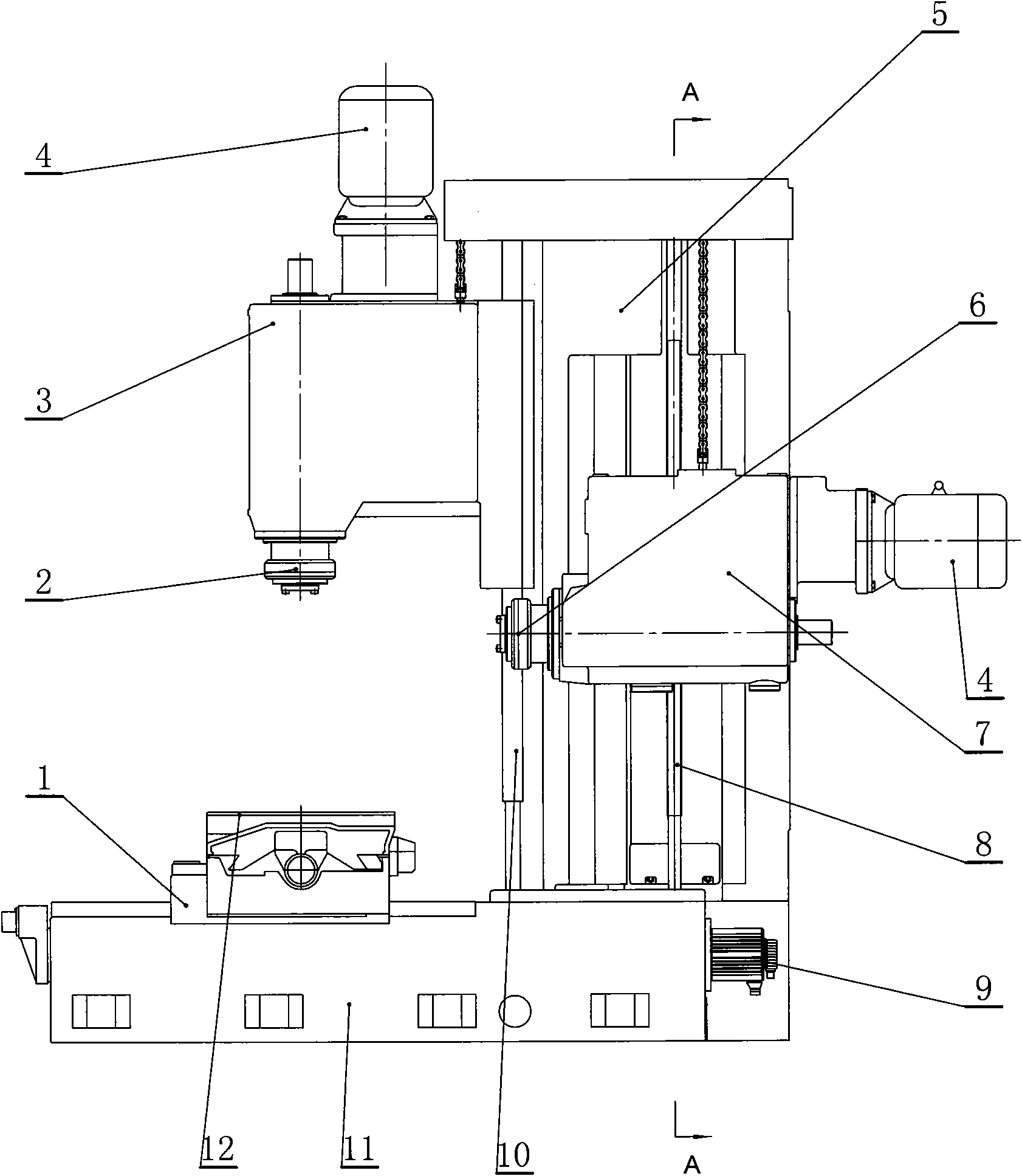 Double headstock bed type milling machine