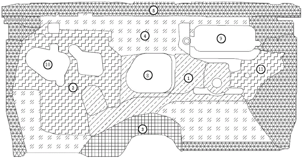 Injection molded automotive sound insulation pad and manufacturing method thereof