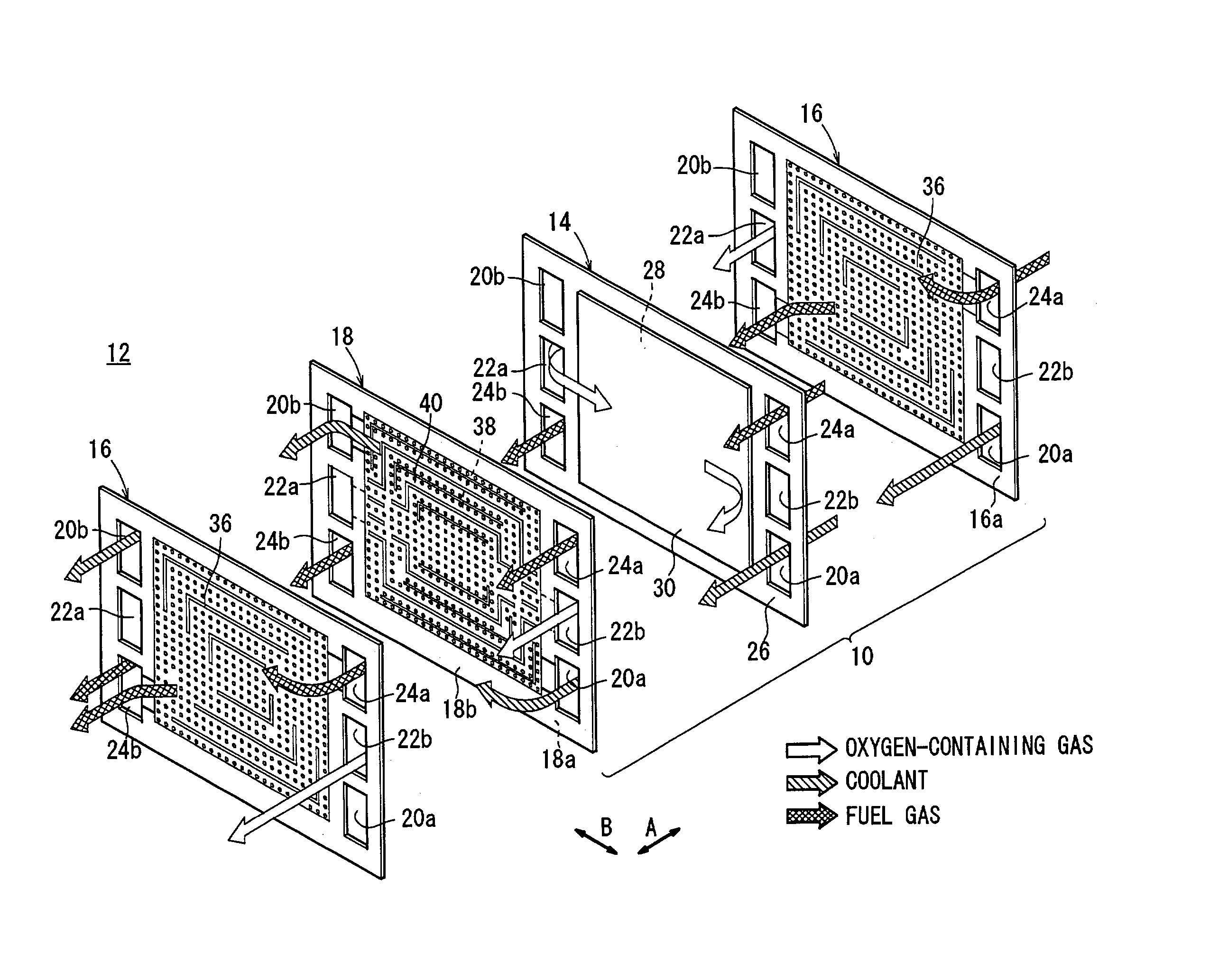 Compact fuel cell with improved fluid supply