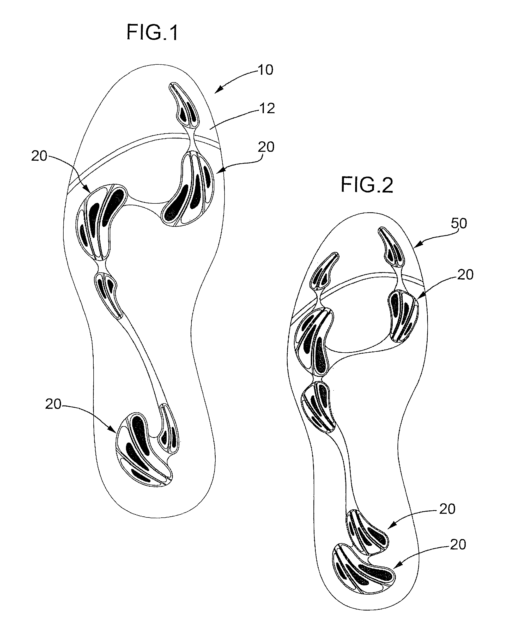 Footware with shock absorbing sole