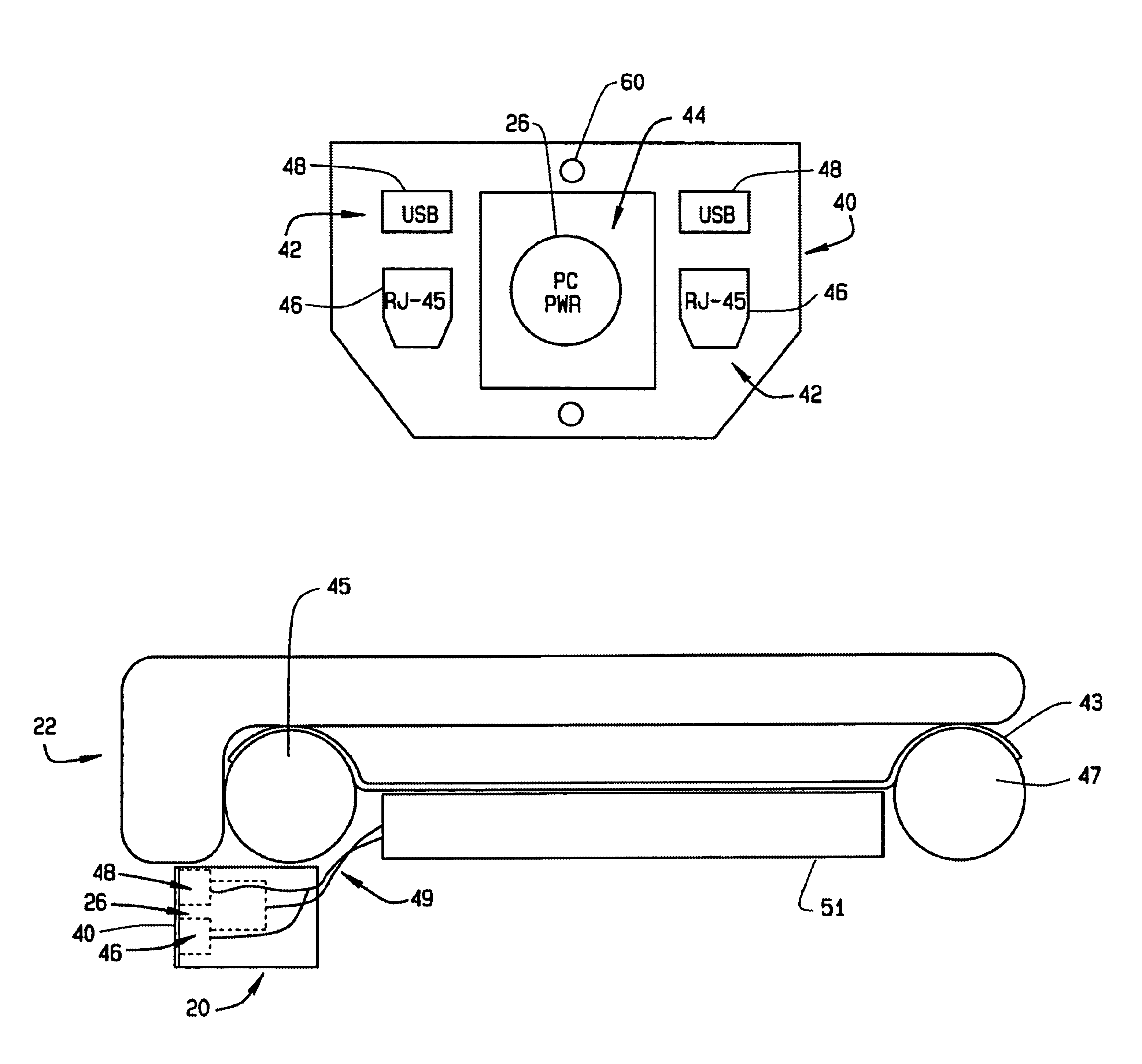 Replacement cover having integrated data ports for power port assembly on commercial aircraft