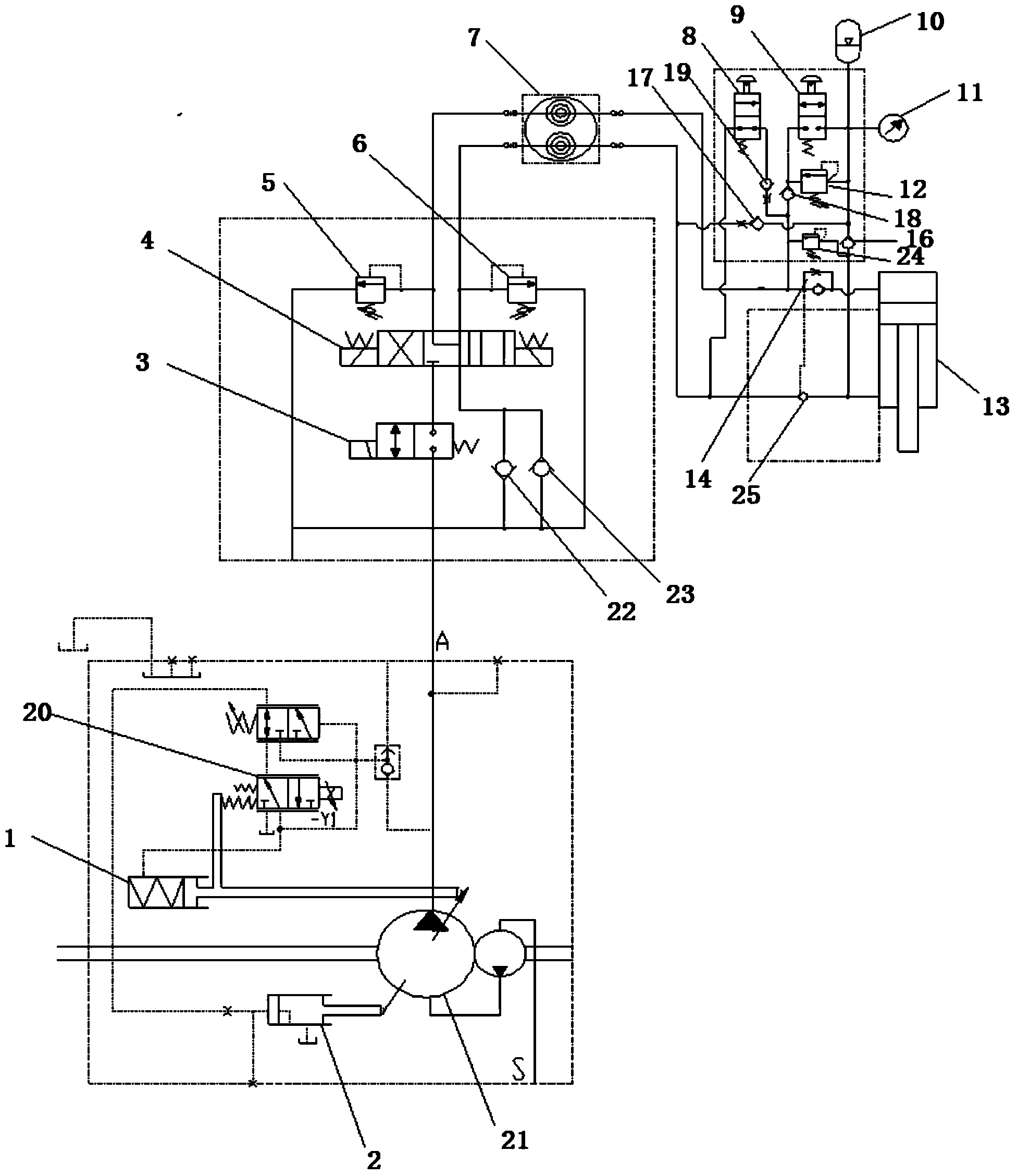 Fixed fly jib stepless amplitude-variation control system for crane and crane