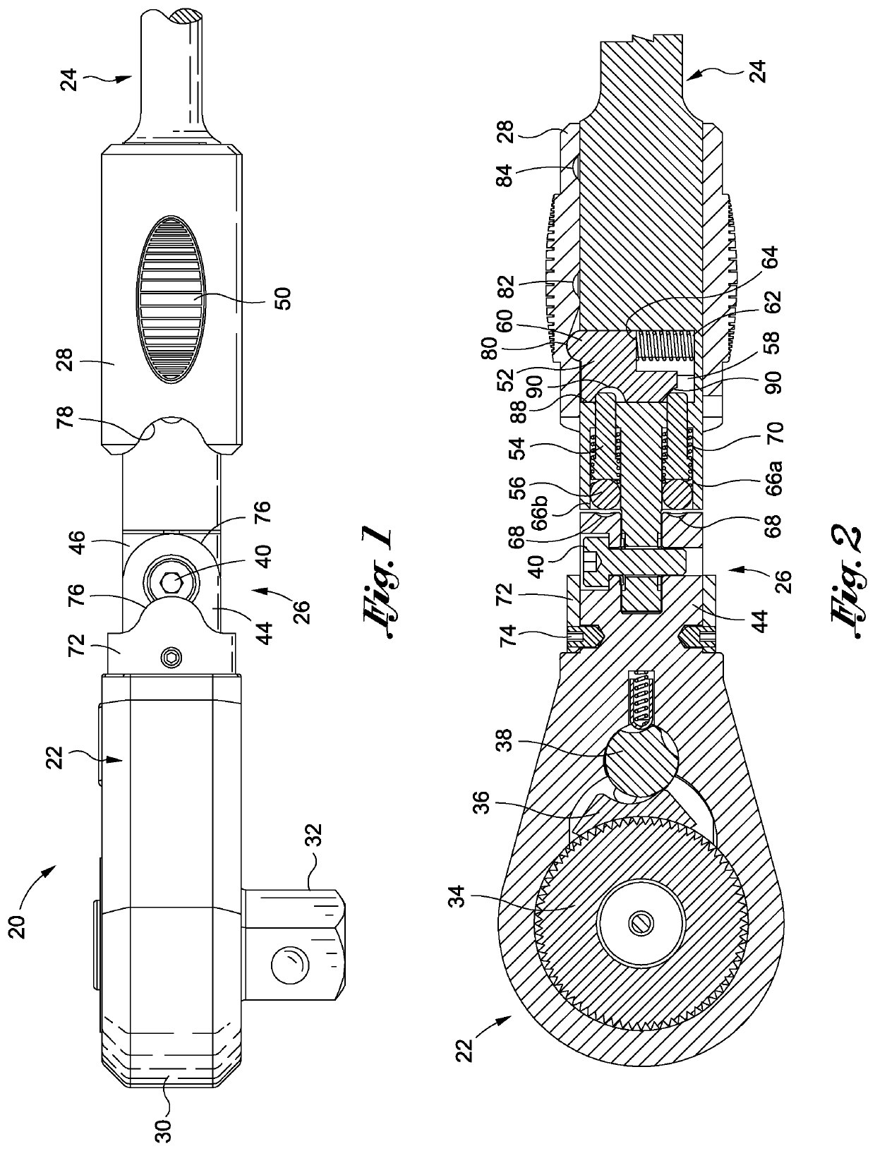 Hand tool having a head which is position-adjustable and lockable relative to a handle