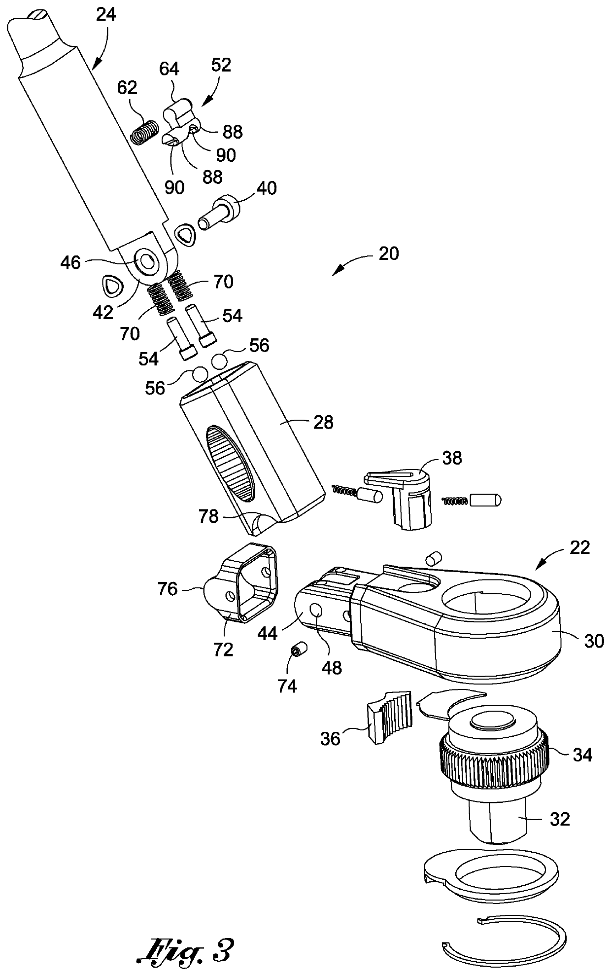 Hand tool having a head which is position-adjustable and lockable relative to a handle