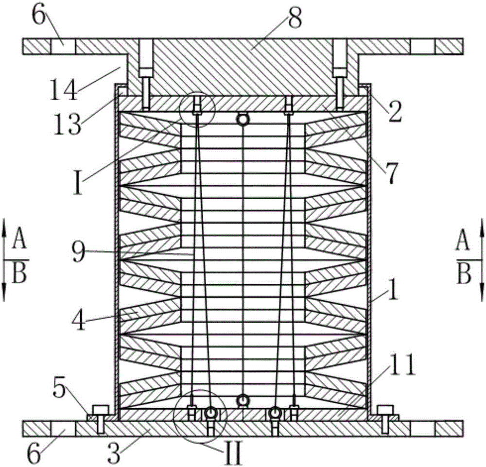 Disc spring damper with presettable initial stiffness