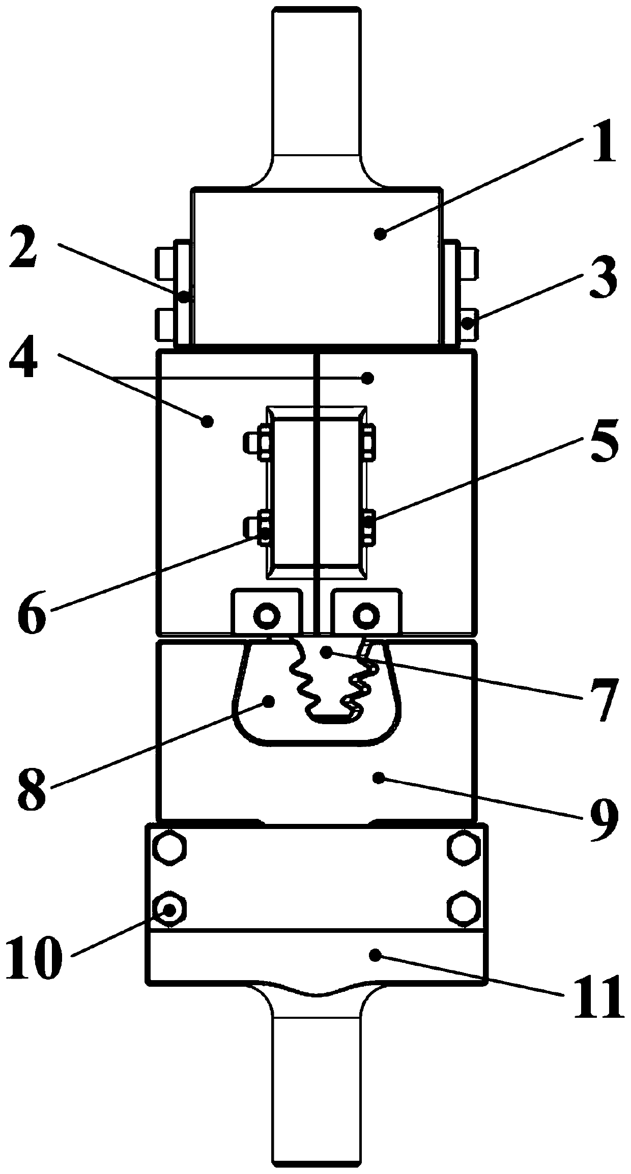 High-temperature large-load test fixture and test method for turbine blade joggle joint structure