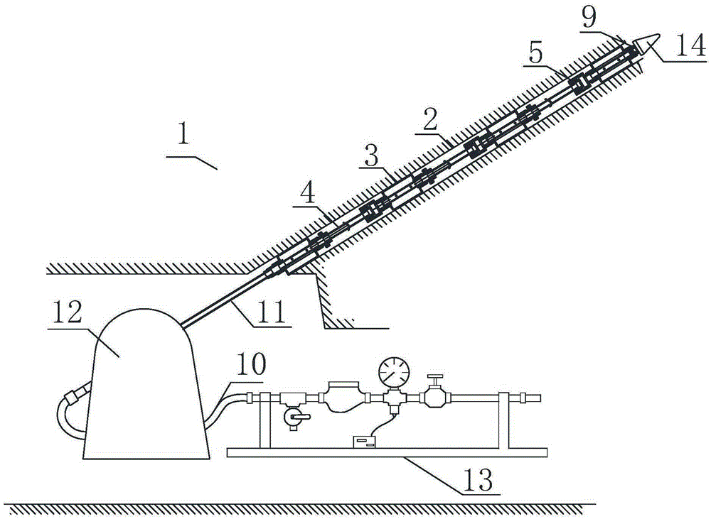 Surrounding rock mining damage range segmented testing system