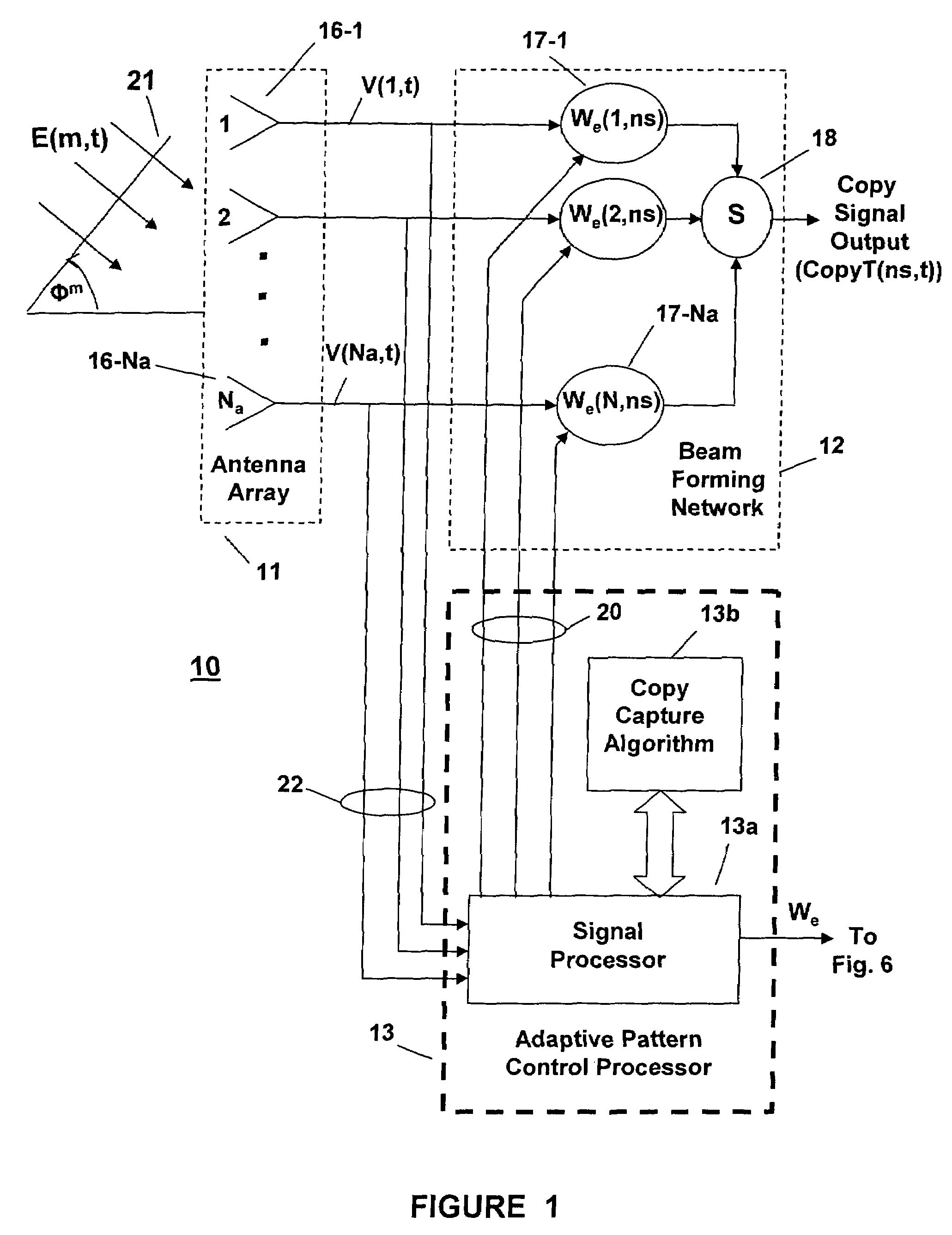 Method for separating interfering signals and computing arrival angles