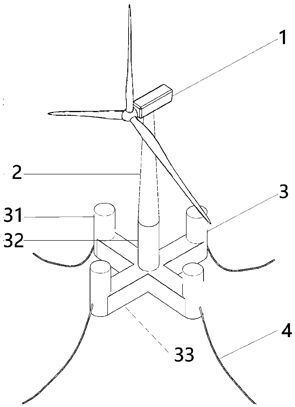 Floating fan equipment for medium-depth water area