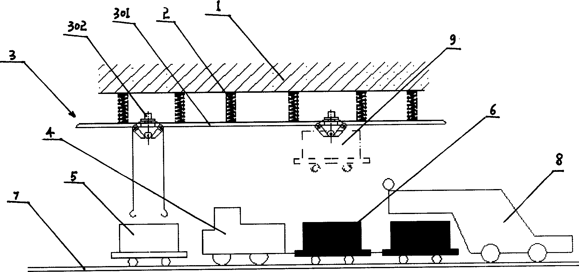 Stereo operation fast fragments discharging method in mine drifting