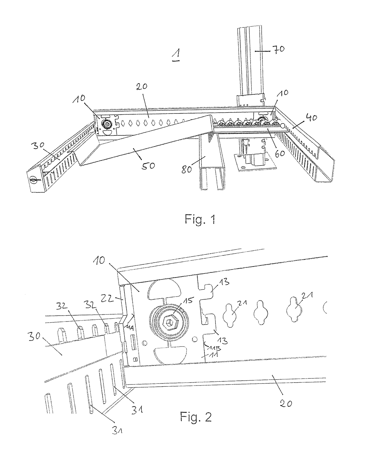 Mounting device and method for connecting two support beams