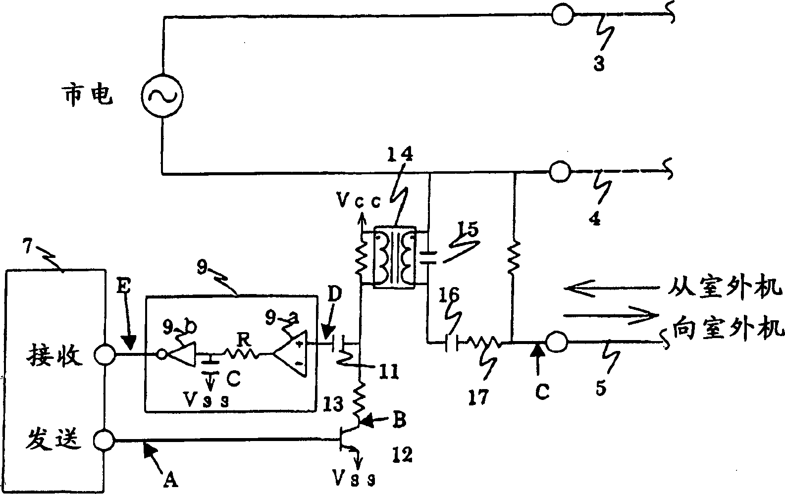 Communication control device of air conditioner