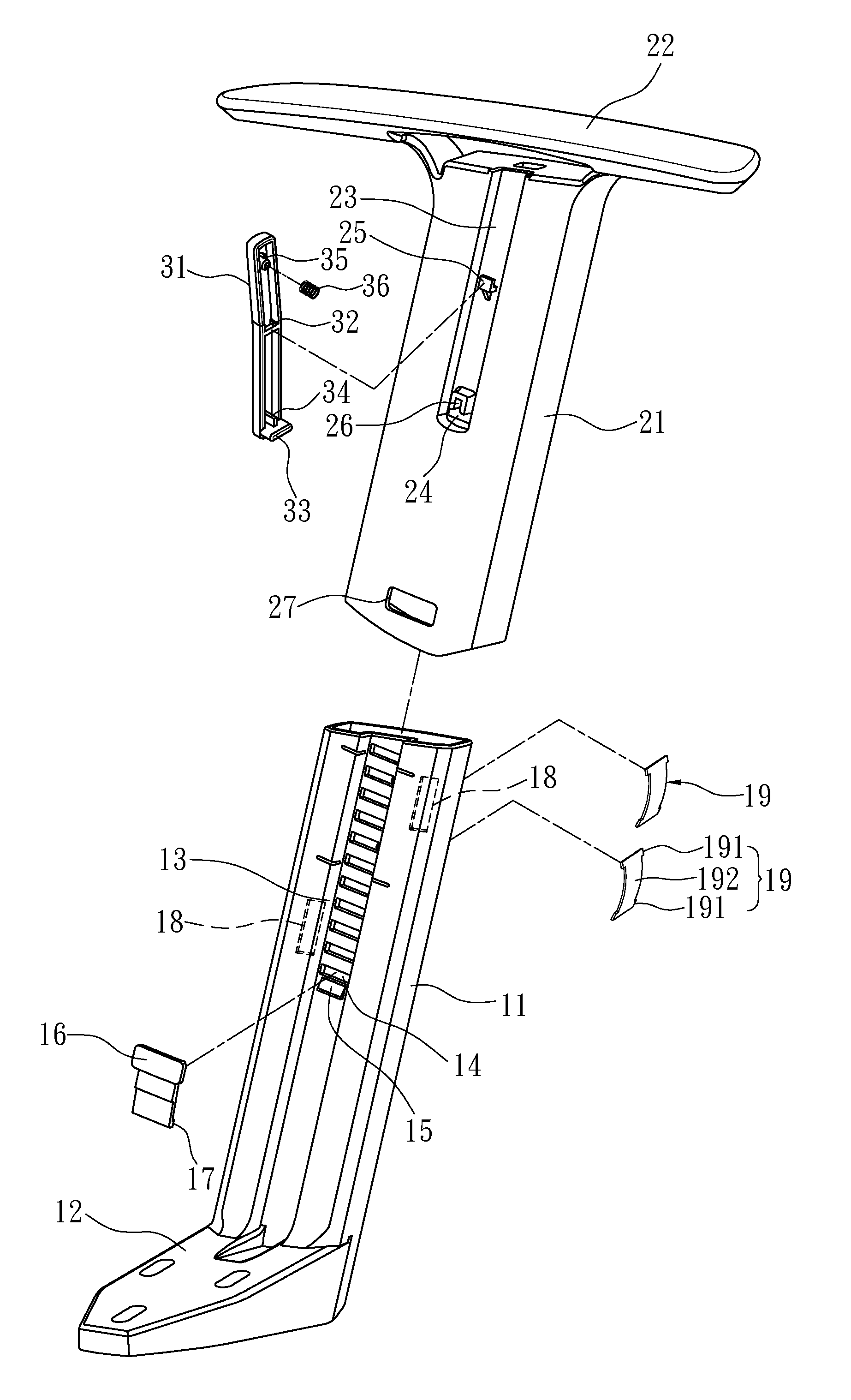 Adjusting mechanism for arm rest