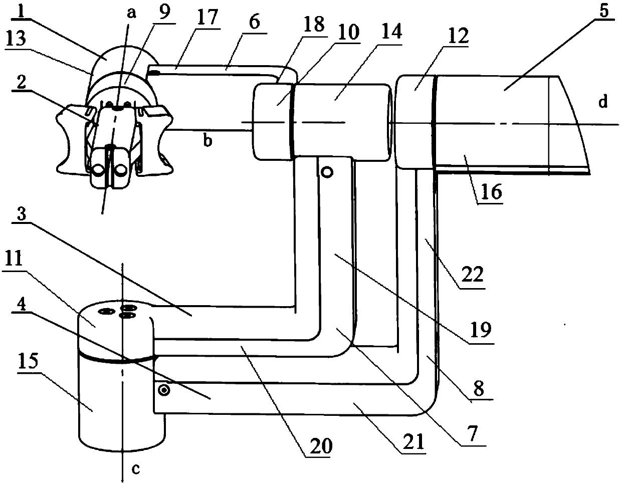 Pitching freedom degree redundant posture structure of connecting rod structure manipulator