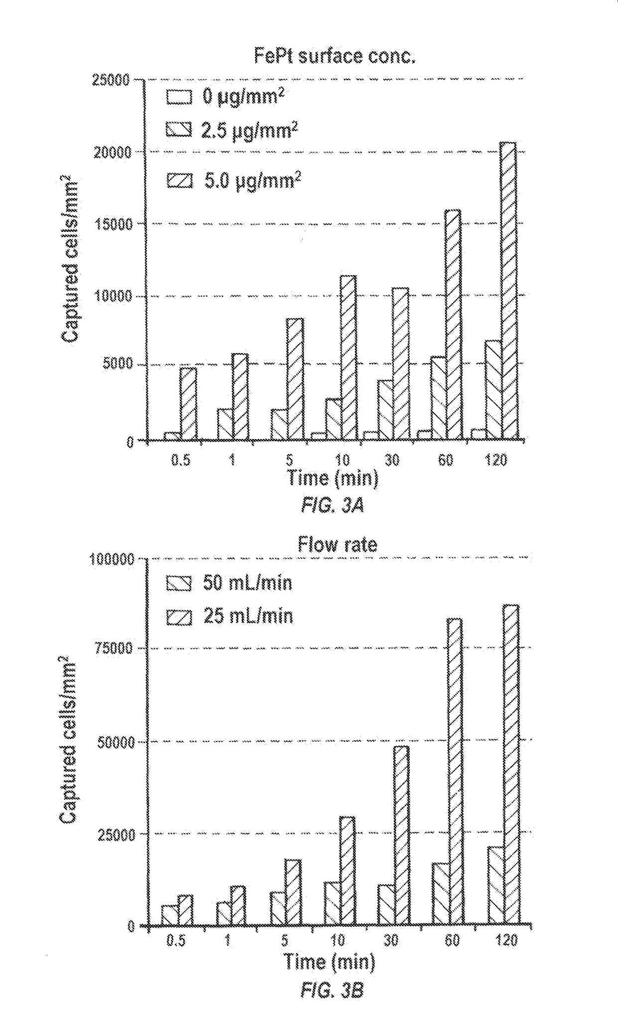 Iron platinum particles for adherence of biologics on medical implants