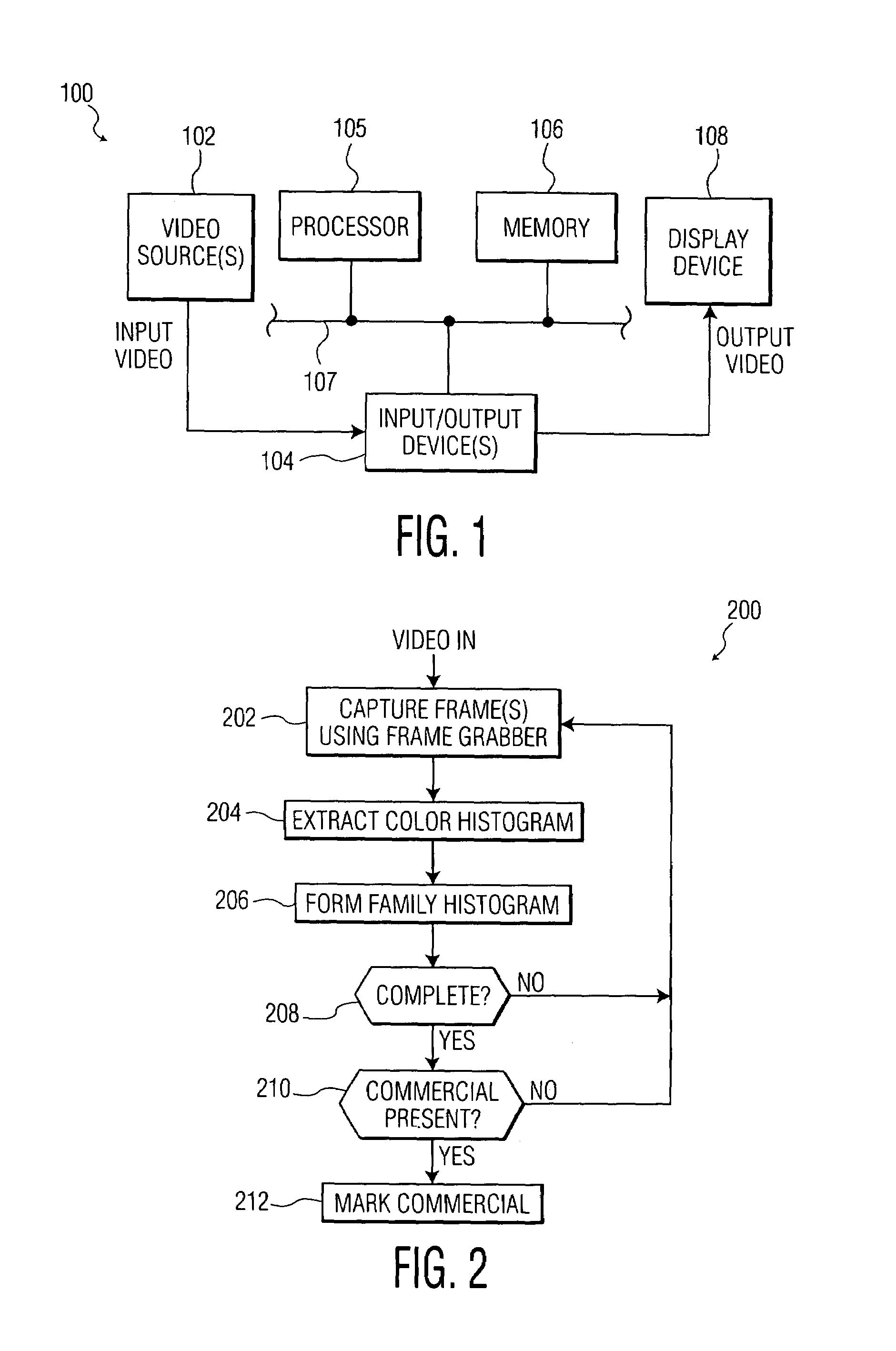 Family histogram based techniques for detection of commercials and other video content