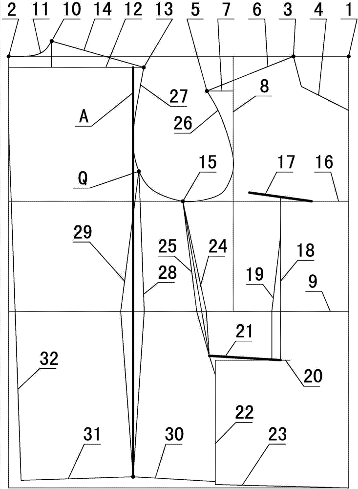 Clothing tri-piece AQ original size cutting method