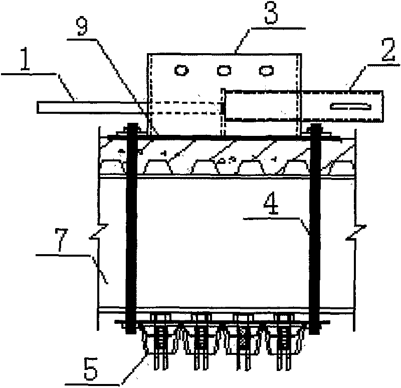 Mechanism for attaching building integral elevating scaffold to steel beam