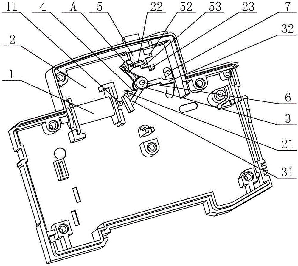 Action mechanism of residual current operated circuit breaker