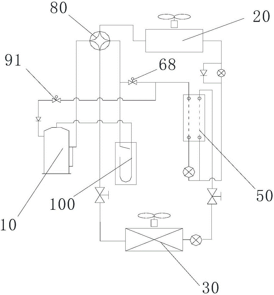 Multi-split air conditioning device and system, method for refrigerating and heating and control method for system