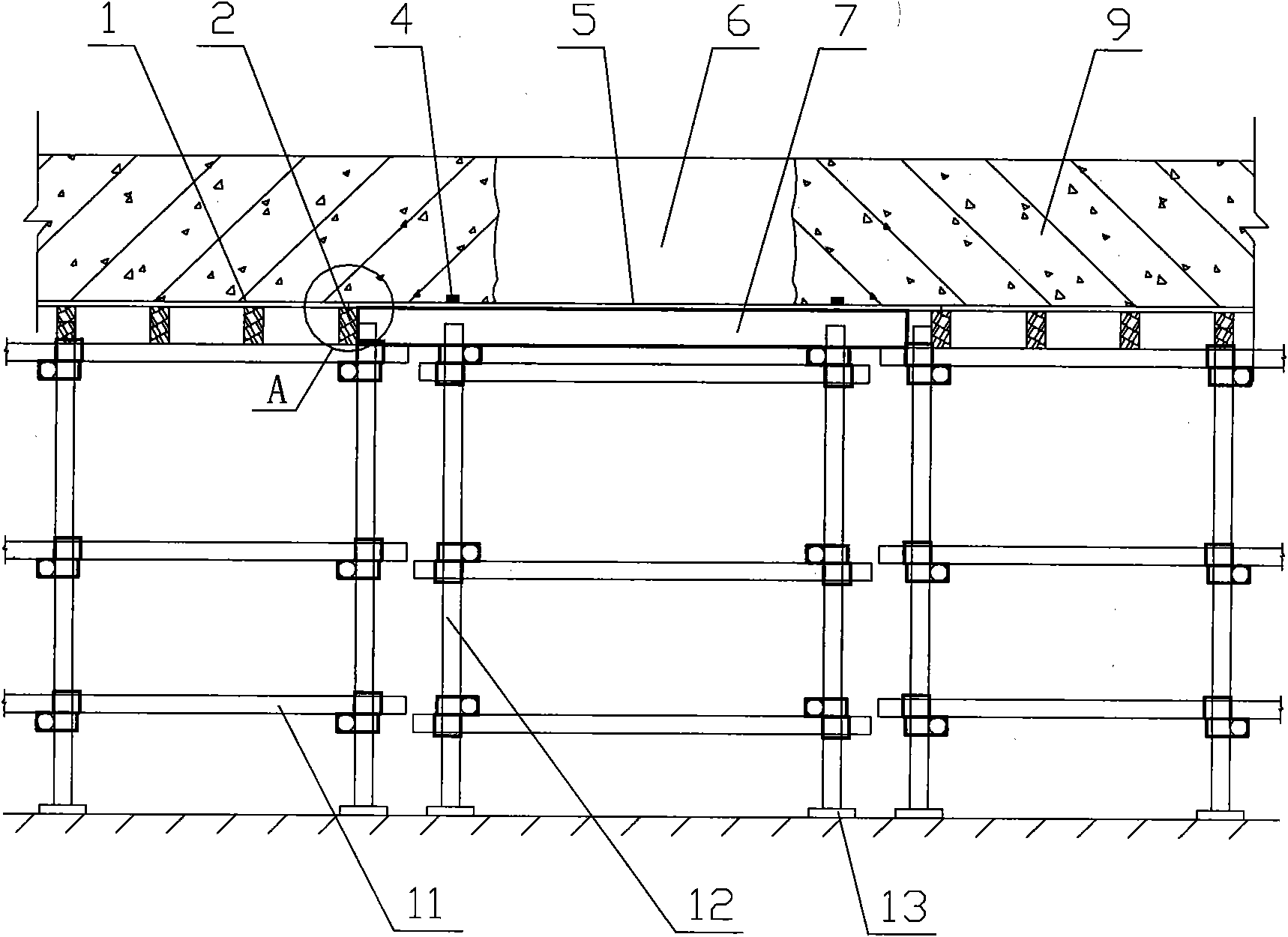 Method for constructing beam plate supporting system having post-cast strip