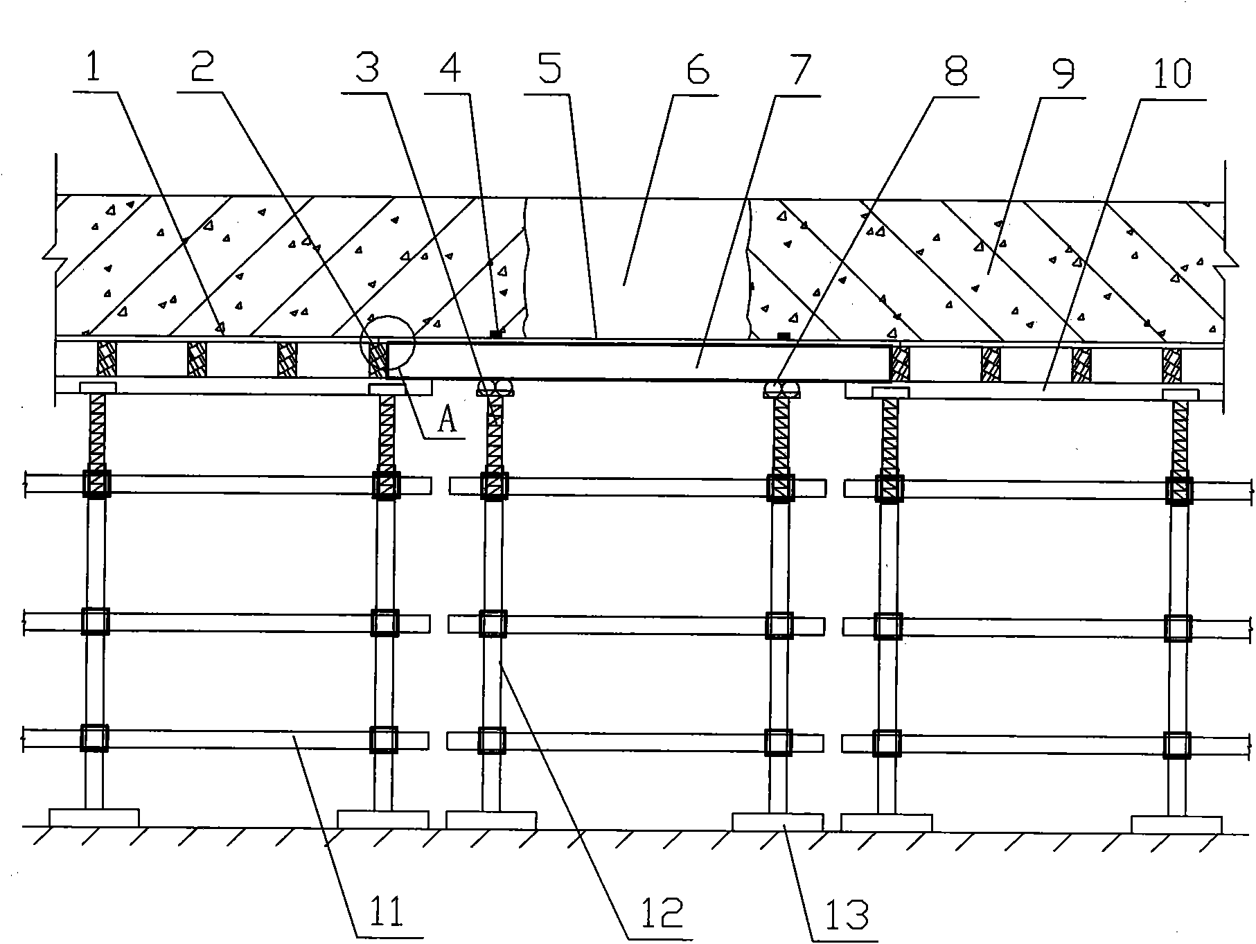 Method for constructing beam plate supporting system having post-cast strip