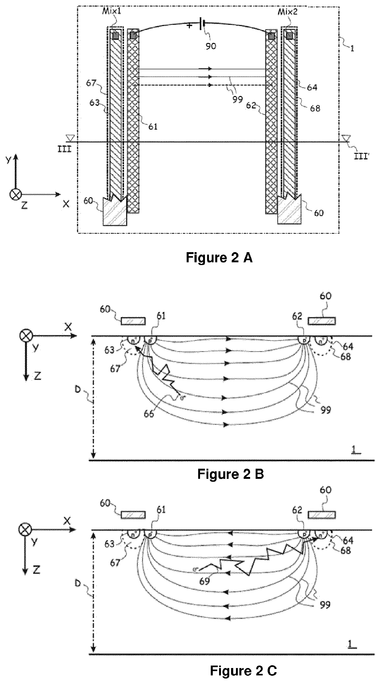 Detector device with majority current and a circuitry for controlling the current