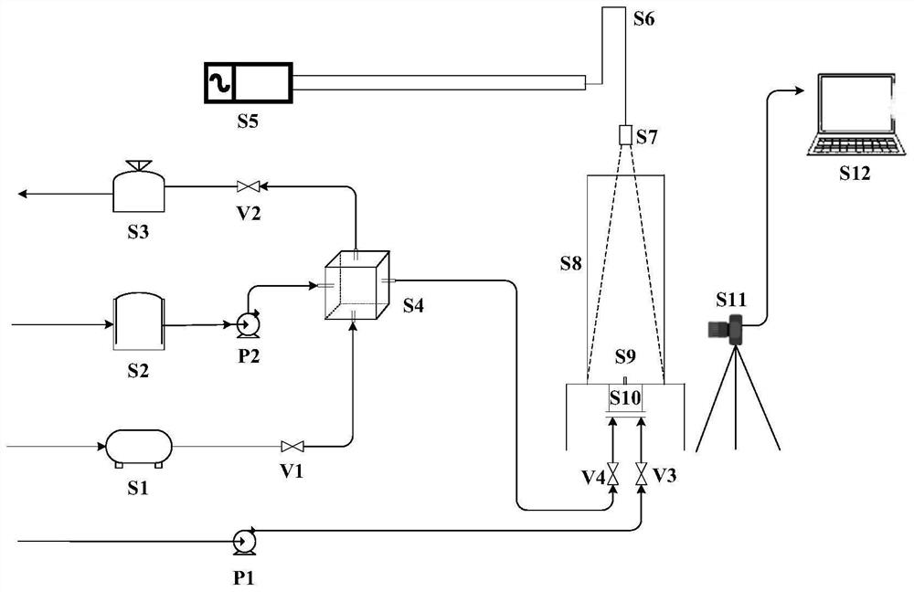 Display experiment method and device for coupling internal flow of bubbles and external mass transfer of bubbles