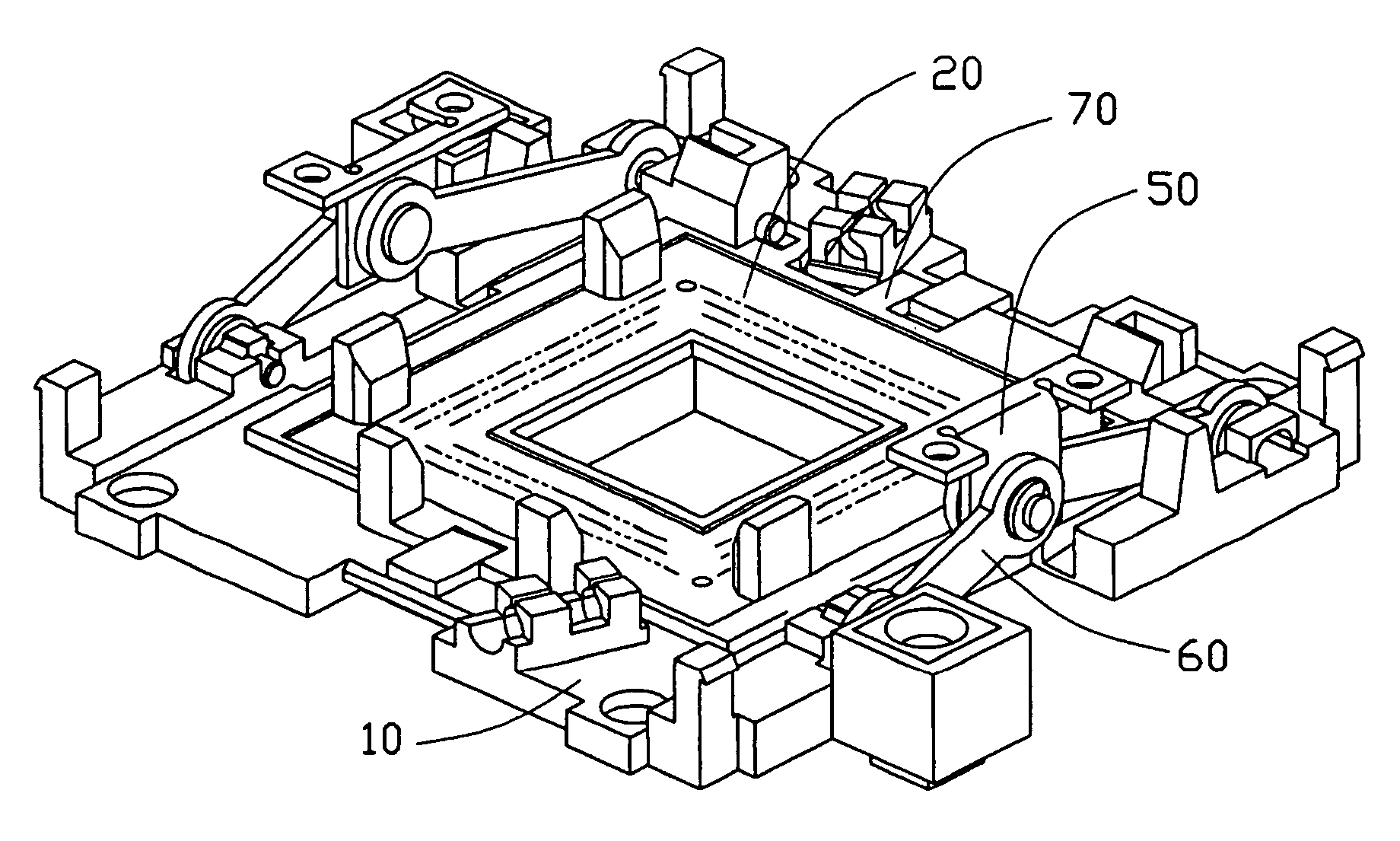 Test connector with metallic stiffener