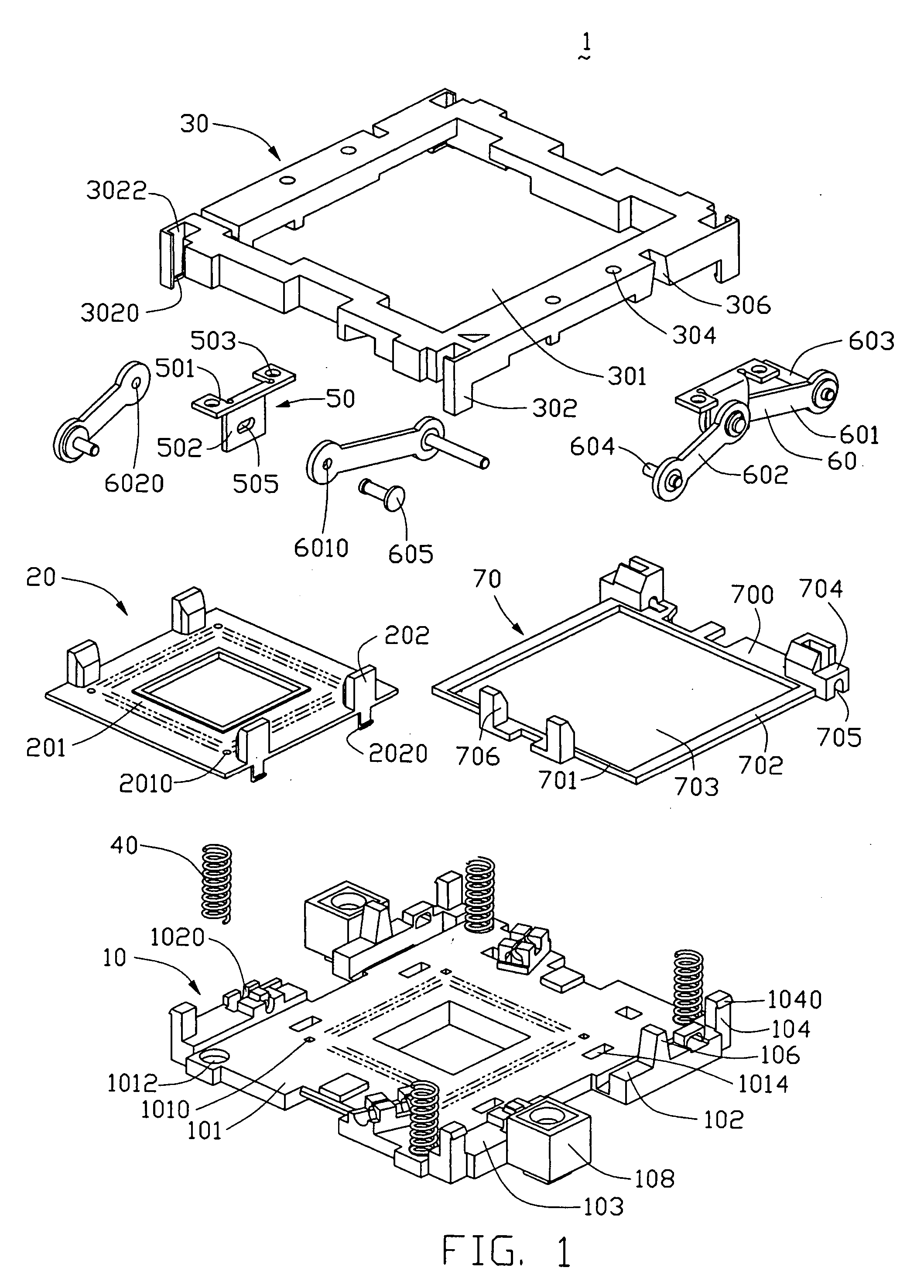 Test connector with metallic stiffener