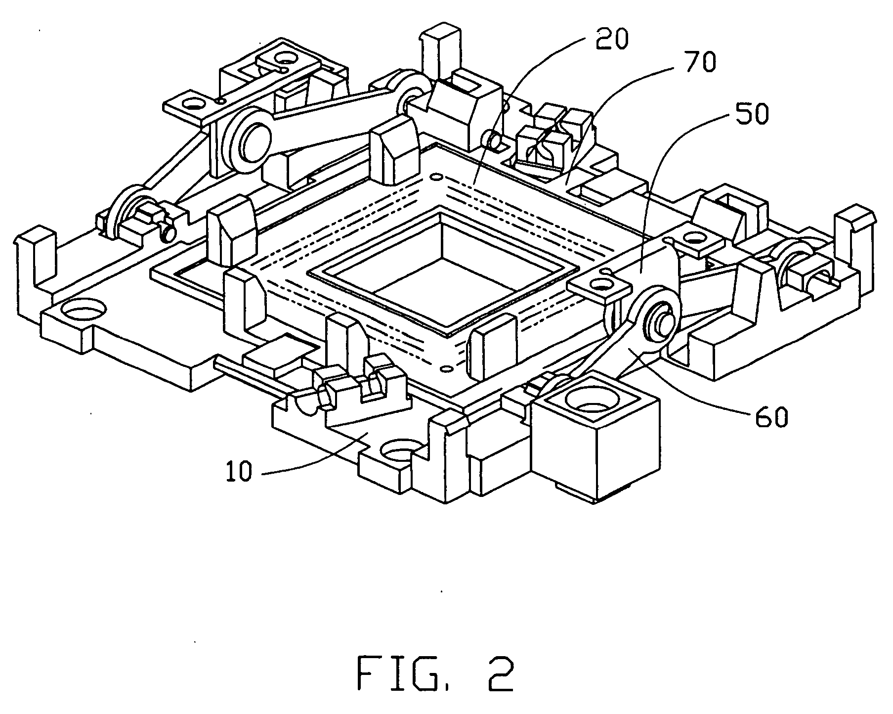 Test connector with metallic stiffener