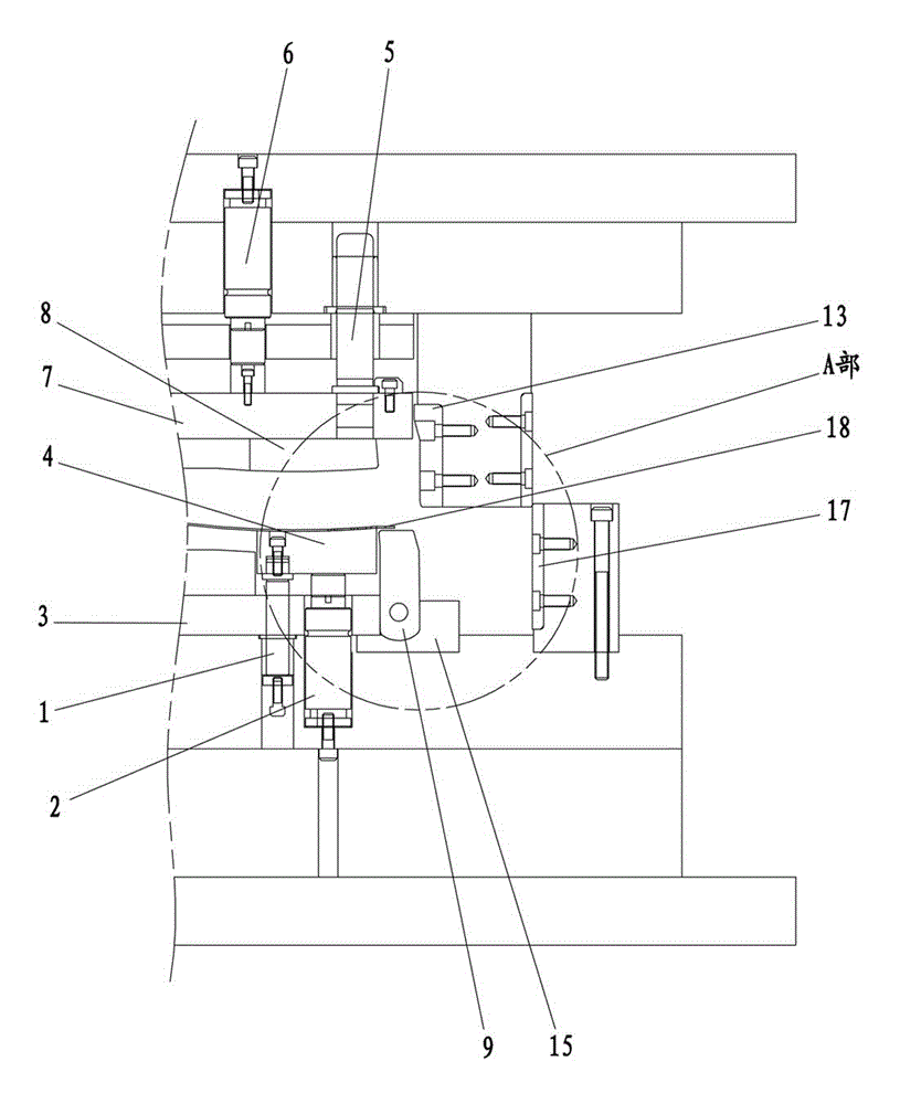 90-degree bending mechanism for sheet metal stamping die