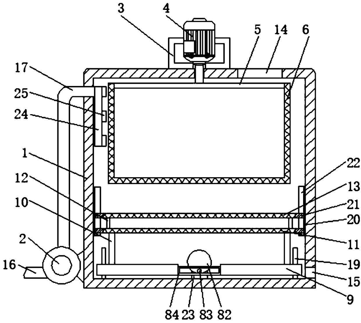 Dyeing device with functions of multiple water filtration and automatic washing