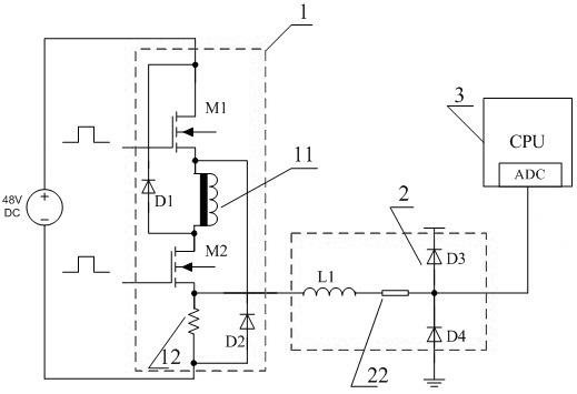 Sampling circuit and sampling method for phase winding current of switched reluctance motor