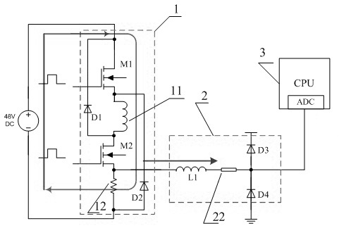 Sampling circuit and sampling method for phase winding current of switched reluctance motor