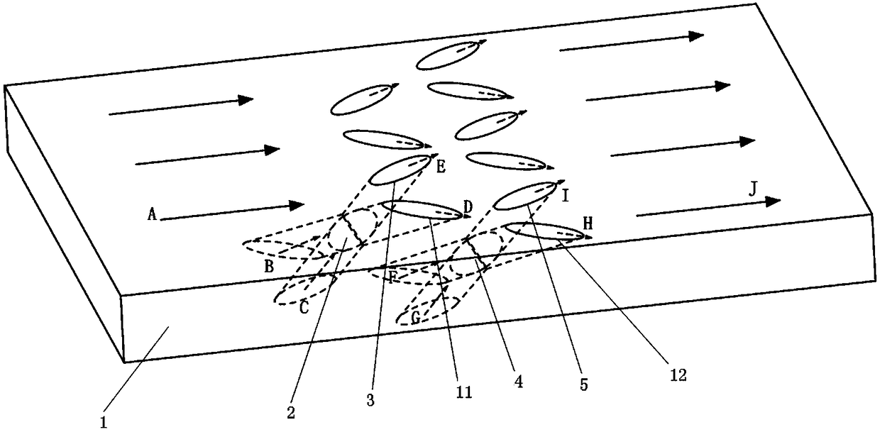 Cross type X air film hole cooling structure used for turbine blade