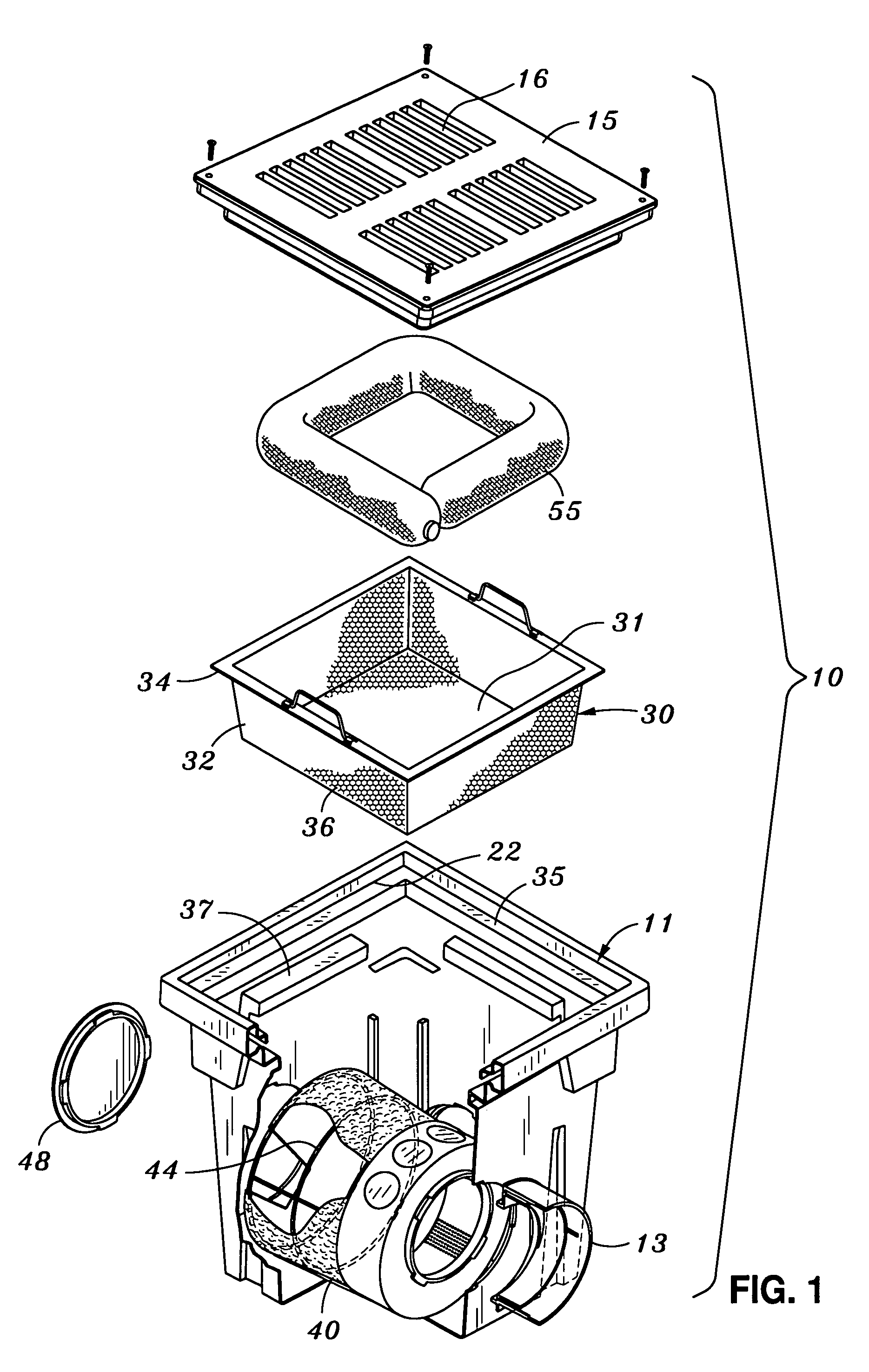 Retention and removal of debris and pollutants from surface water runoff