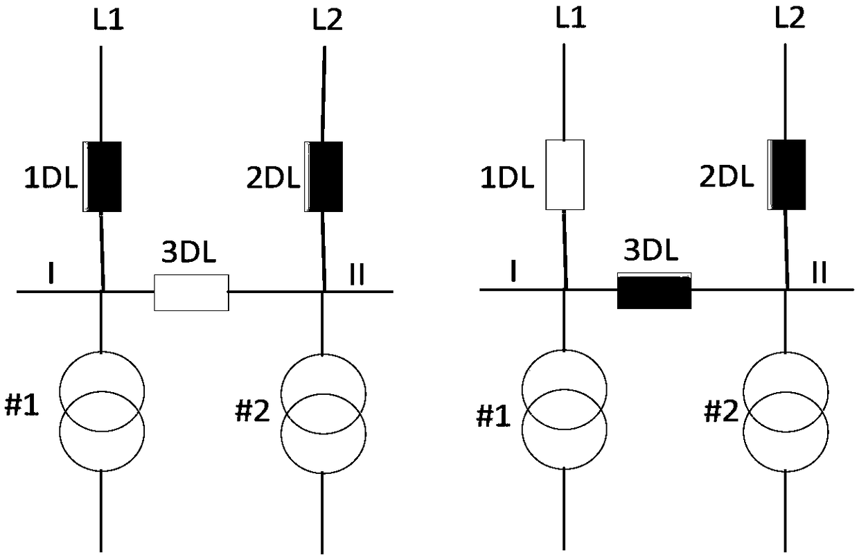 Device and method for realizing automatic bus transferring actions of three-wire three-change enlarged inner bridge wiring transformer substation