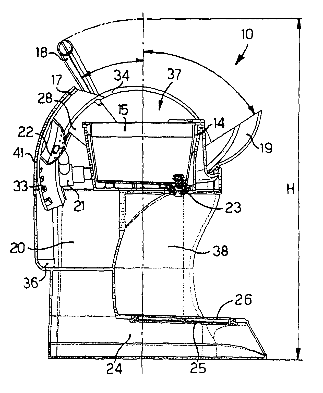 Machine for filtered coffee with shutter opening