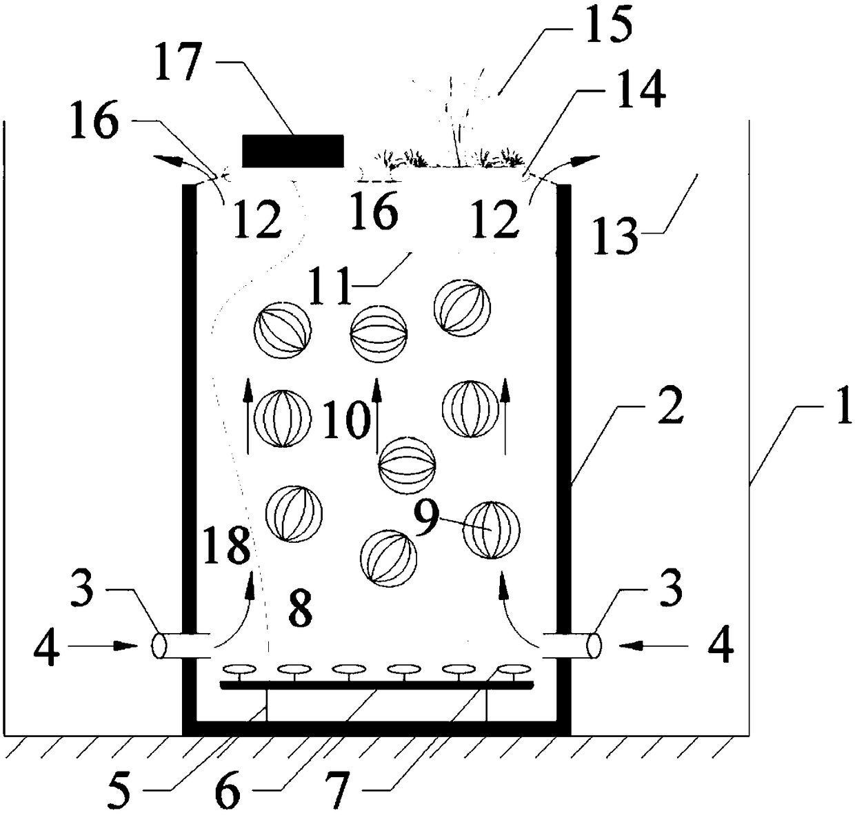 Air-floating type suspension filler in-situ water purifying device and water purifying method