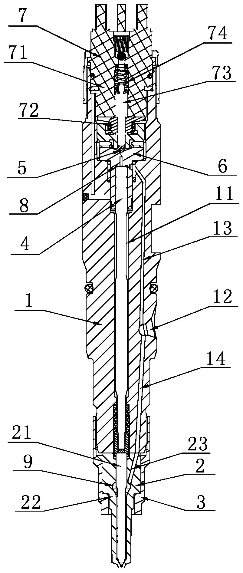 Start and stop control valve of high-pressure common rail oil injector