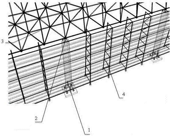 Totally-enclosed coal bunker formed by reconstructing wind shielding and dust suppression walls