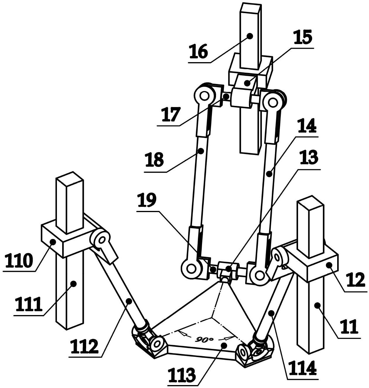 High-flexibility three-DOF (Degree of Freedom) spatial parallel mechanism