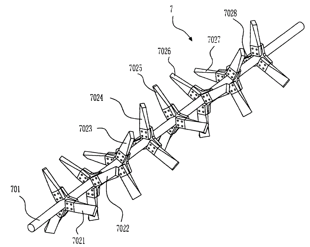 Stirring apparatus used for sludge drying device and drying apparatus thereof