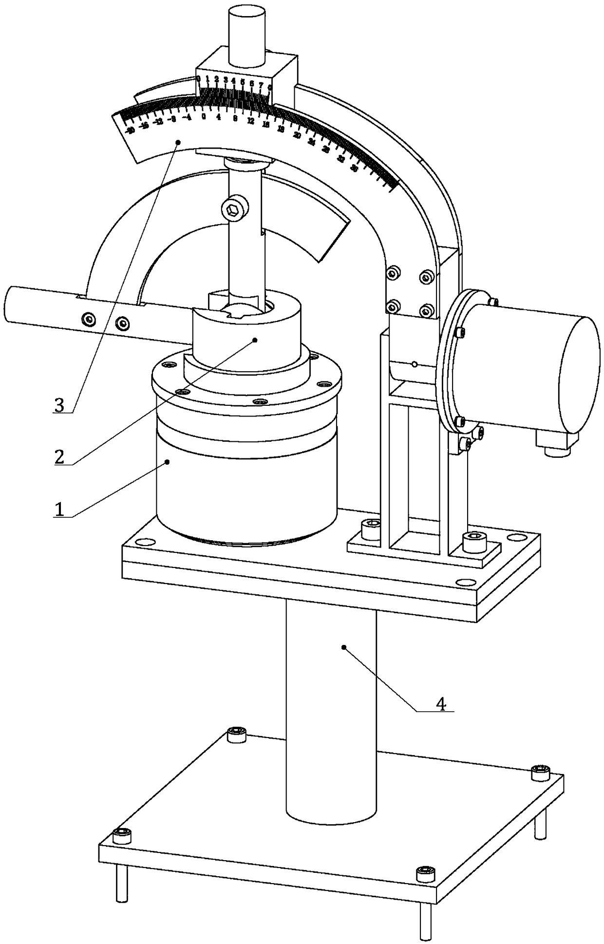 Verification device for slotted ball pin oriented curved arm single four-wheel aligner