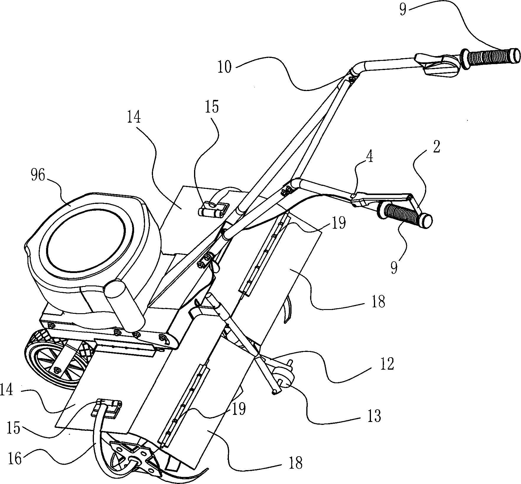 Wide horizontal mini-tiller