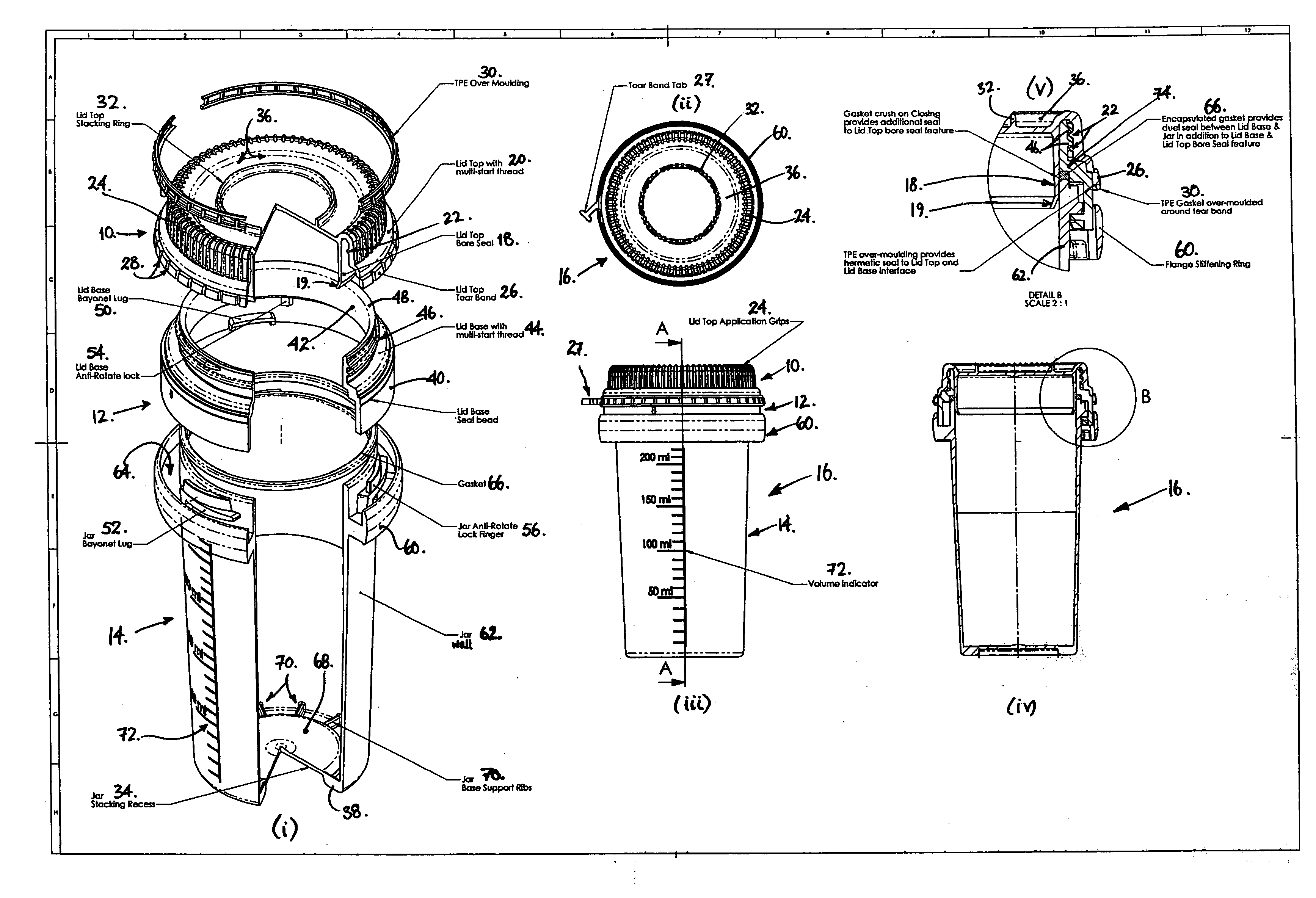 Two-part closure for a container